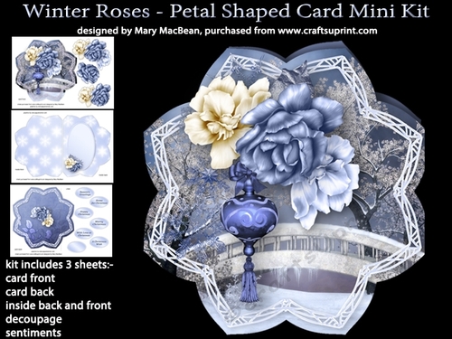 Winter Roses - Petal Shaped Card Mini Kit