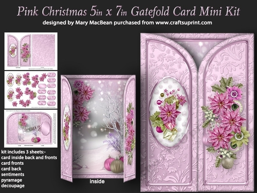Pink Christmas - 5in x7in Gatefold Card Mini Kit