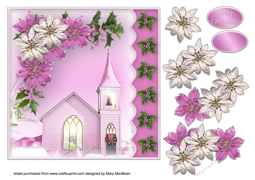 Church in the Snow - Decoupage Card Front