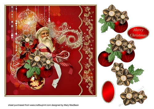 Vintage Santa - Decoupage Card Front