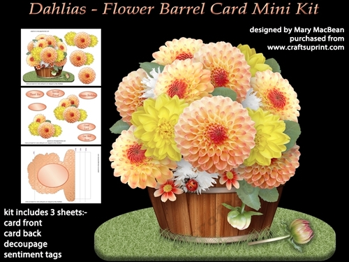 Dahlias - Flower Barrel Card Mini Kit