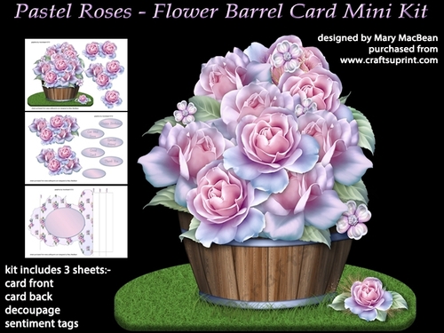 Pastel Roses - Flower Barrel Card Mini Kit