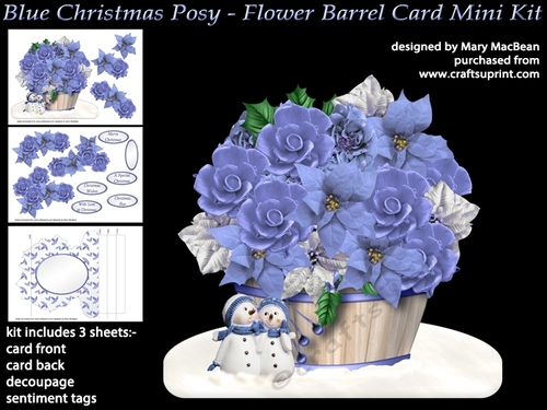 Blue Christmas Posy - Flower Barrel Card Mini Kit