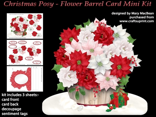 Christmas Posy - Flower Barrel Card Mini Kit