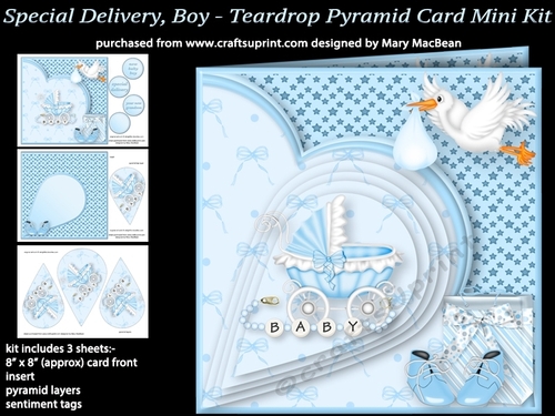 Special Delivery, Boy - Teardrop Pyramid Card Mini Kit