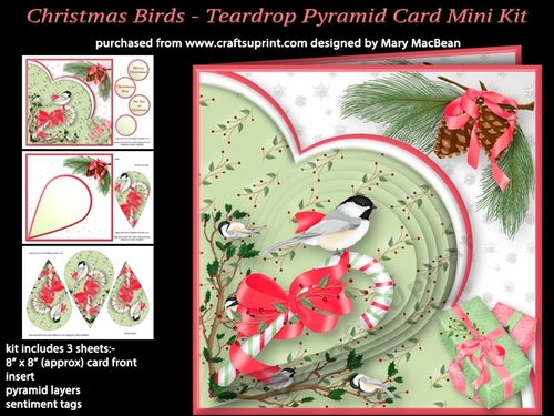 Christmas Birds - Teardrop Pyramid Card Mini Kit