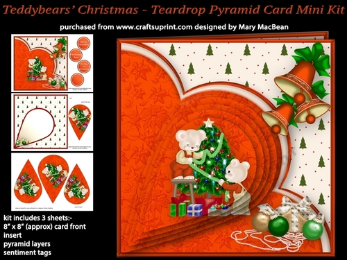 Teddybears Christmas - Teardrop Pyramid Card Mini Kit