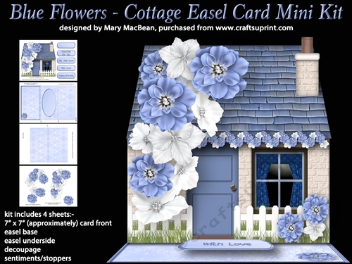 Blue Flowers - Cottage Easel Card Mini Kit