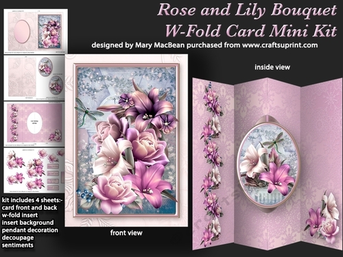 Rose and Lily Bouquet - W-Fold Card Mini Kit