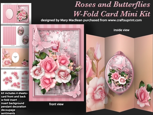 Roses and Butterflies - W-Fold Card Mini Kit