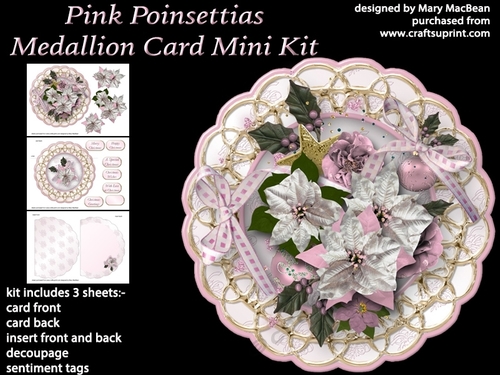 Pink Poinsettias - Medallion Card Mini Kit