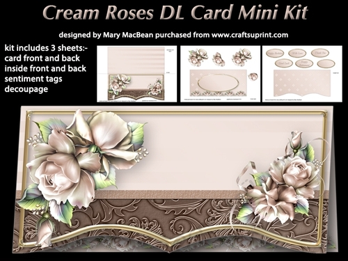 Cream Roses DL Card Mini Kit