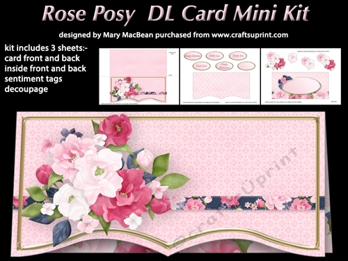 Rose Posy DL Card Mini Kit