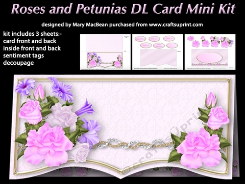 Roses and Petunias DL Card Mini Kit