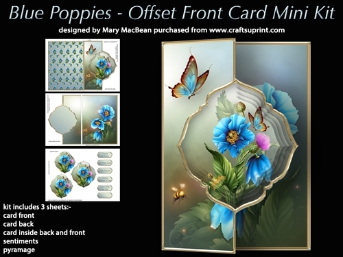 Blue Poppies - Offset Front Card Mini Kit