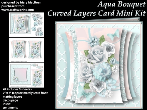 Aqua Bouquet - Curved Layers Card Mini Kit