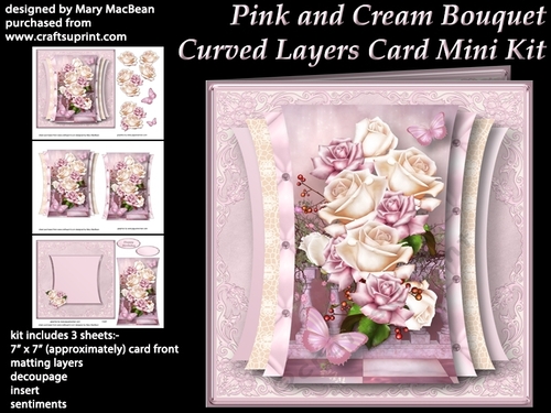 Pink and Cream Bouquet - Curved Layers Card Mini Kit
