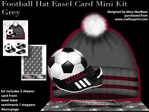 Football Hat Easel Card Mini Kit - Grey