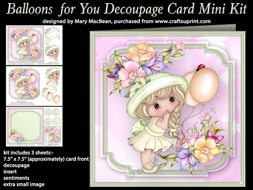 Balloons for You Decoupage Card Mini Kit