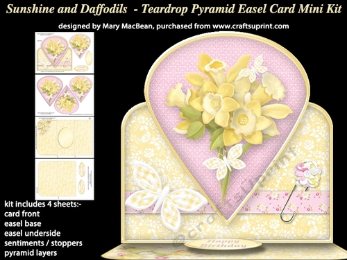 Sunshine and Daffodils - Teardrop Pyramid Easel Card Mini Kit