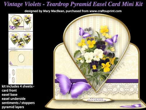 Vintage Violets - Teardrop Pyramid Easel Card Mini Kit