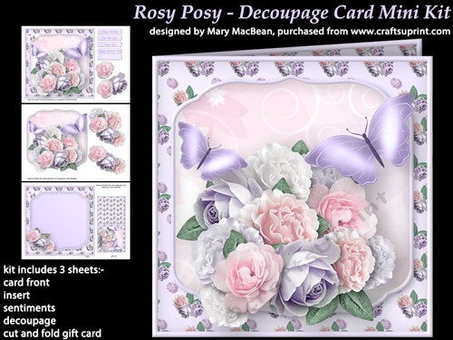 Rosy Posy Decoupage Card Mini Kit