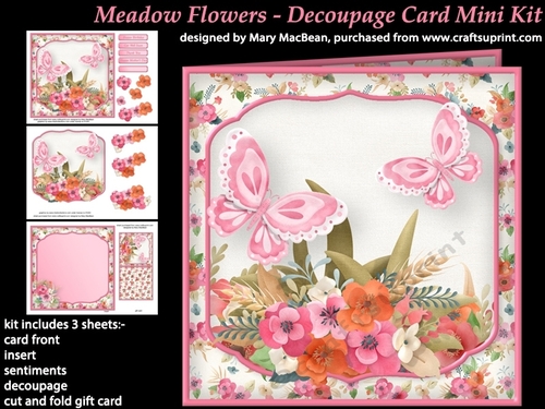 Meadow Flowers Decoupage Card Mini Kit