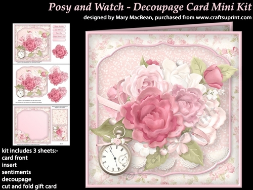 Posy and Watch Decoupage Card Mini Kit
