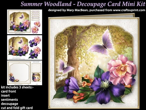 Summer Woodland Decoupage Card Mini Kit