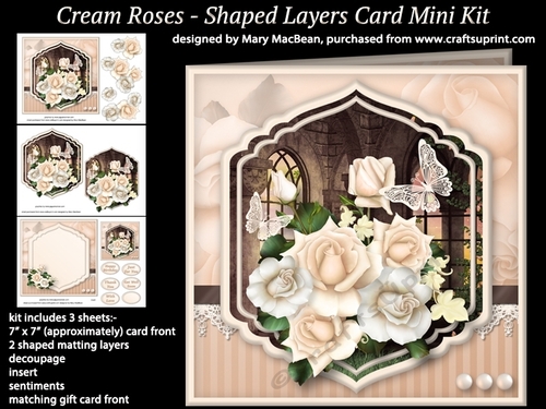 Cream Roses - Shaped Layers Card Mini Kit