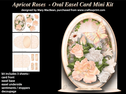 Apricot Roses - Oval Easel Card Mini Kit