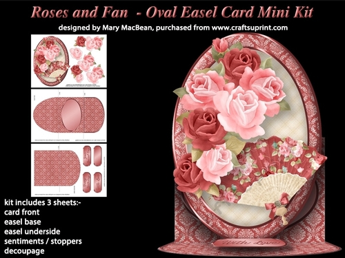 Roses and Fan - Oval Easel Card Mini Kit