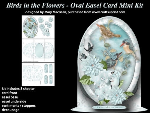 Birds in the Flowers - Oval Easel Card Mini Kit
