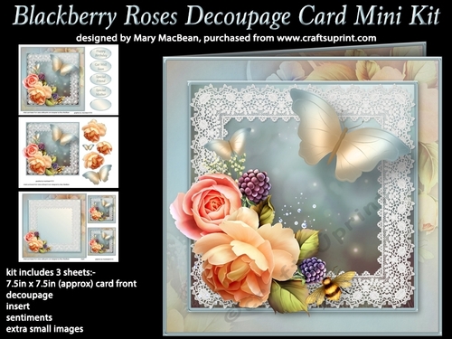 Blackberry Roses Decoupage Card Mini Kit