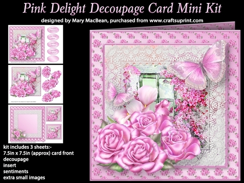 Pink Delight Decoupage Card Mini Kit