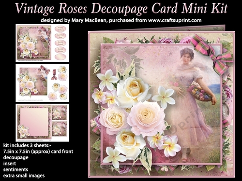 Vintage Roses Decoupage Card Mini Kit