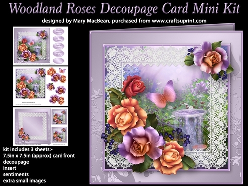 Woodland Roses Decoupage Card Mini Kit