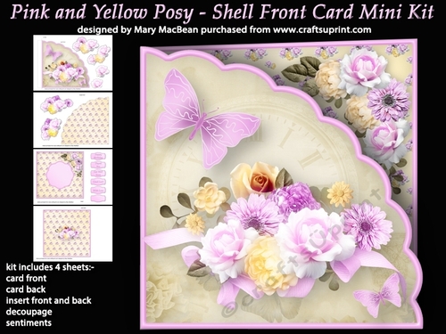 Pink and Yellow Posy - Shell Front Card Mini Kit