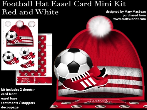 Football Hat Easel Card Mini Kit - Red and White
