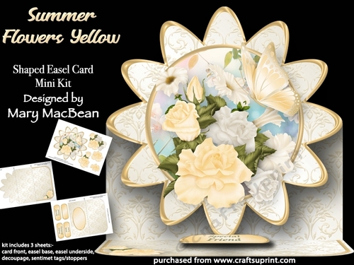 Summer Flowers Yellow - Shaped Easel Card Mini Kit