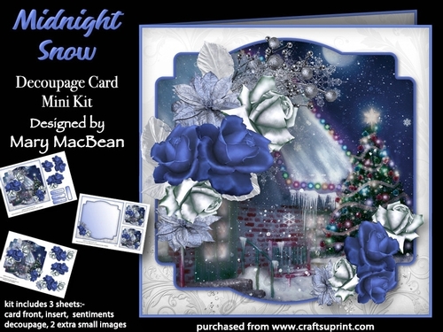 Midnight Snow - Decoupage Card Mini Kit