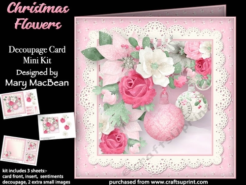 Christmas Flowers - Decoupage Card Mini Kit