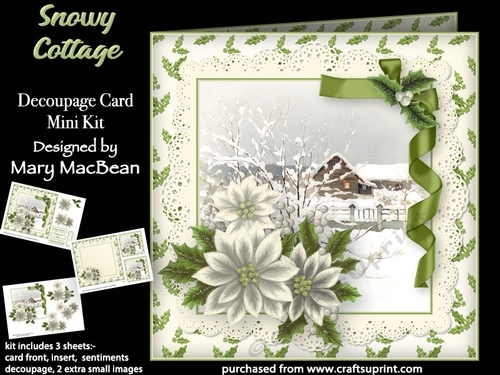 Snowy Cottage - Decoupage Card Mini Kit