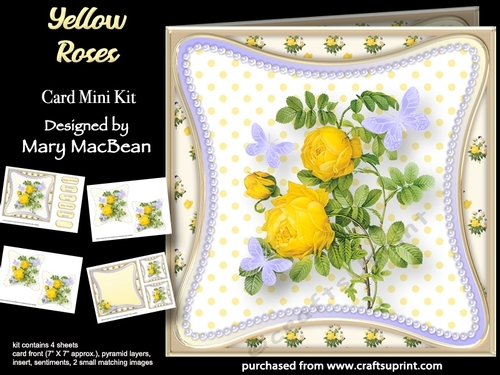 Yellow Roses - Curved Frame Card Mini Kit