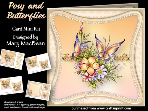 Posy and Butterflies - Curved Frame Card Mini Kit