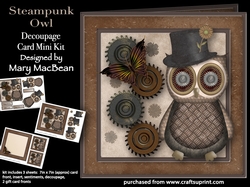 Steampunk Owl - Decoupage Card Mini Kit