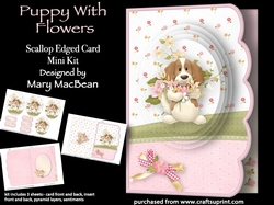 Puppy With Flowers - Scallop Edged Card Mini Kit