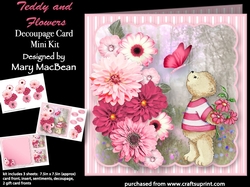 Image of cup1036684_1648 - Teddy and Flowers - Decoupage Card Mini Kit