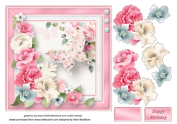 Pink Posy Decoupage Card Front