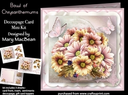 Bowl of Chrysanthemums - Decoupage Card Mini Kit